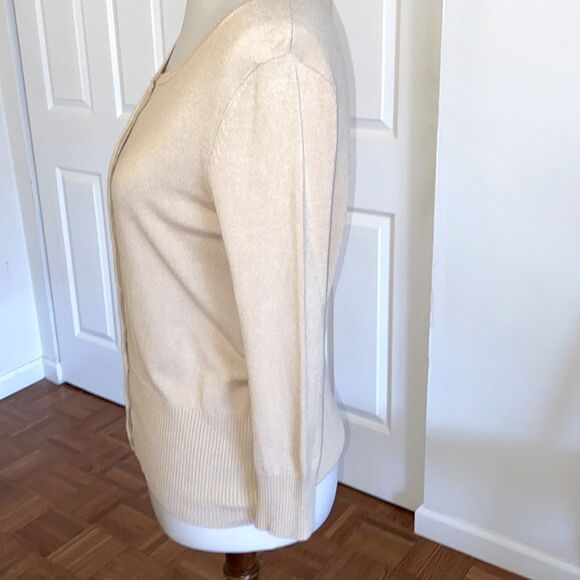 New Leo & Nicale Rayon Nylon Crew neck Cream Cardigan - Picture 2 of 6